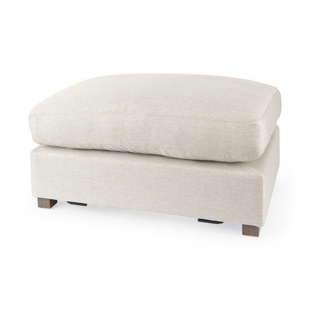 HOMEROOTS 17.72 x 25.98 x 38.58 in. Beige Fabric Covered Half Ottoman 394236